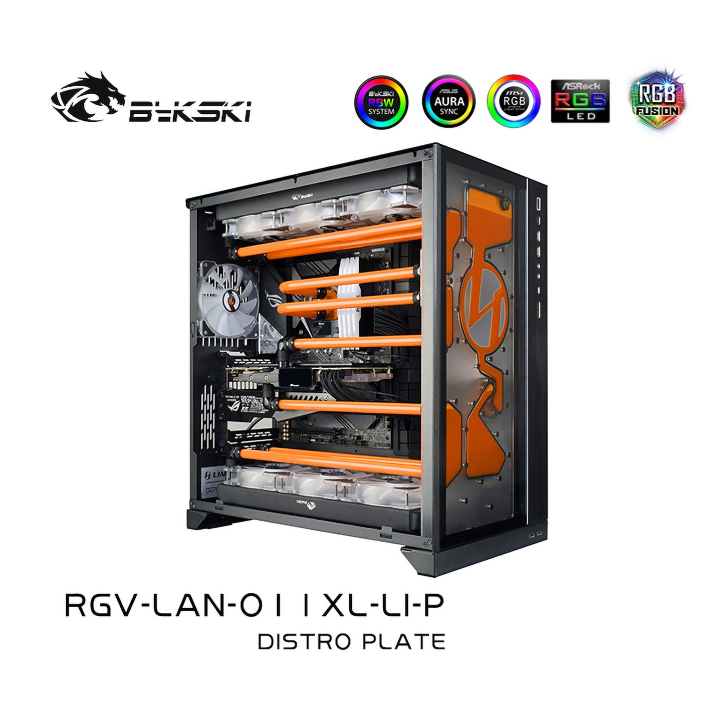 Bykski Front Distro Plate For Lianli O11 Dynamic XL Case, Acrylic Front Plate Waterway Board Combo DDC Pump, 5V A-RGB , RGV-LAN-O11XL-LI-P