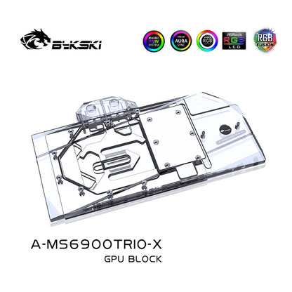 Bykski GPU Block For MSI RX 6900XT 6800XT 6950XT Gaming X Trio, Full Cover Liquid Cooler GPU Water Cooling A-MS6900TRIO-X
