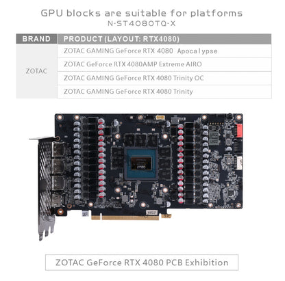 Bloc d'eau GPU Bykski pour Zotac RTX 4080 Apocalypse / AMP Extreme AIRO / Trinity, couverture complète avec refroidisseur de refroidissement par eau pour PC, N-ST4080TQ-X