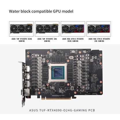 Barrow GPU Water Block For Asus Tuf / Rog Stirx RTX 4090 O24G / 24G Gaming , Full Cover With Backplate PC Water Cooling Cooler, BS-AST4090-PA