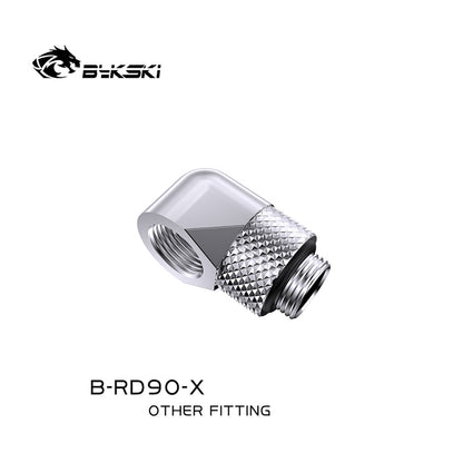 Bykski 90° Rotary Fitting, 90 Degree Adapter With One-side Rotatable Connector, G1/4" Elbow Water Cooling Fitting, B-RD90-X