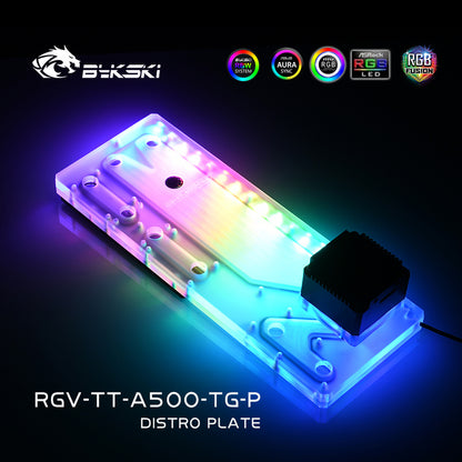 Bykski Distro Plate Kit For Thermaltake A500 TG Case, 5V A-RGB Complete Loop For Single GPU PC Building, Water Cooling Waterway Board, RGV-TT-A500-TG-P